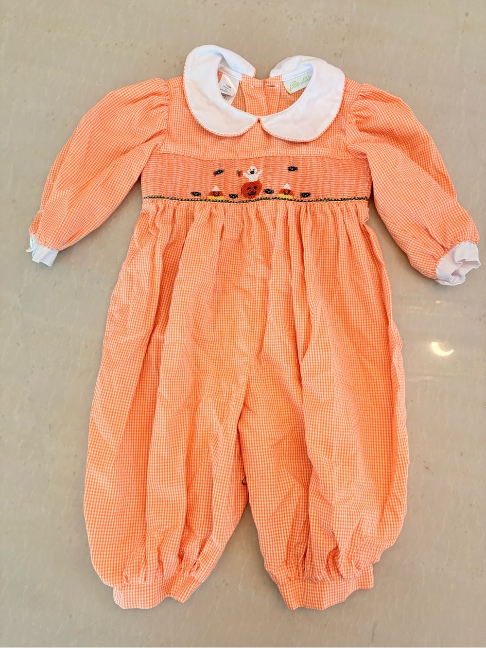 Smocked Halloween Gingham Romper